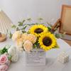 Girassol Flor Artificial Decoração de Flores Falsas Sala de Estar Decoração de Floricultura de Mesa Peônia Eucalipto Decoração de Gabinete de TV para Casa