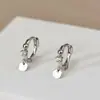 Pendientes Pequeños Apilados Completamente de Plata S925 Pendientes Lentejuelas Redondas Incrustadas con Circonitas Hebillas Exquisitas para Hueso de la Oreja para Mujeres