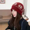 Nuevo gorro jacquard con cordón para otoño e invierno, sombrero de punto versátil estilo coreano para circunferencia de cabeza grande, protección para las orejas, sombrero cálido para clima frío