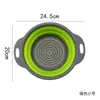 Cesta Plegable Telescópica Transfronteriza Escurridor Cuadrada Hueca Redonda de Plástico para Cocina Plato para Lavar Verduras Frutas