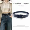 Cinturón moderno con hebilla cuadrada para mujer, estilo coreano, simple y versátil, accesorio de cinturón decorativo, cinturón de alta gama, cinturón negro para pantalones