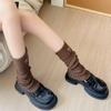 Calcetines de Punto para Otoño e Invierno Calientes Bordados JK Lazo de Media Caña para Pantorrilla Engrosados Apilables Calcetines Estilo Japonés para Chicas Calientes