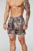 Shorts Masculino para Academia 2 em 1 Camada Dupla Músculo Treinamento Esportivo Fitness Casual Solto Estampado Secagem Rápida
