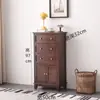 Armário Retro de Madeira Maciça Pura Gabinete Lateral para Sala de Estar Armário de Armazenamento com Gaveta Multifuncional e Porta Cor de Noz Gabinete Simples
