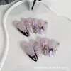 Parche Popular Hecho a Mano para Uñas Portátil de Xiaohongshu Encaje Mariposa Ojo de Gato Pedrería Parche de Uñas Artísticas de Alta Gama Púrpura Sexy