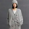 Nuevo Traje de Punto de Cachemira para Mujer de Otoño e Invierno, Tres Piezas, Holgado, Cuello en V, Abotonado, Color Sólido, Chaleco, Pantalones, Cárdigan