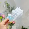 Nova Faixa de Cabelo com Laço de Rede Pérolas Renda Franzida Infantil Menina Princesa Fivela de Cabelo Acessórios de Cabelo Feitos à Mão