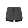 Pantalones Cortos de Doble Capa para Fitness y Deportes, Pantalones Cortos de Baloncesto de Cinco Puntos para Hombre, Deportivos Elásticos de Nailon de Secado Rápido para Entrenamiento de Running para Hombre