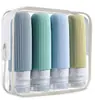 Garrafa de armazenamento de silicone, garrafa dispensadora com listras de aperto, portátil e popular para viagens, adequada para shampoo, gel de banho e produtos de beleza