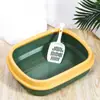 Bandeja Sanitaria Semi-Cerrada para Gatos, Arenero Ovalado para Gatitos con Borde Alto Anti-Salpicaduras, Diseño Minimalista para Gatitos y Gatos Pequeños