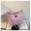 2025 Nueva Bolsa de Mujer Bolsa de Tela de Pana Bolsa Balde Estilo Coreano Simple para Viajar Bolso de Hombro Moderno Cruzado Cuadrado