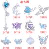Serie Tendencia Personalizada Azul Lago Colgante Corazón Diamante Mariposa DIY Borla Pulsera Collar Aleación Accesorios DIY