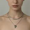 Colar de Aço Titânio Coração de Pêssego Coração de Amor Camada Dupla Homens e Mulheres Ins Design de Nicho Luxo Leve Hip Hop Camada Dupla Não Desbota Corrente para Suéter