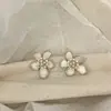 Nuevos Pendientes de Flor de Cinco Pétalos con Circonita, Pendientes de Pétalos Personalizados, Pendientes de Flor Exagerados con Aguja de Plata de Alta Gama al por Mayor