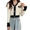 Dulce Francés Popular Mismo Estilo Atractivo Top Otoño e Invierno Corto Estilo Coreano Chic Estilo Pequeño Fragante Tejido de Punto para Mujer