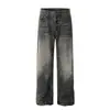 Jeans Lavado Americano Retrô com Bigodes Desgastados Unissex Marca Trendy Vintage Solto Reto Versátil Calça Flare