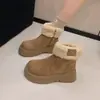 Botas de Nieve Forradas de Piel 2026 Estilo Coreano de Moda para Mujer Venta Caliente de Invierno Botines Cortos con Felpa Suela Gruesa Botas de Algodón Ligeras