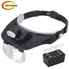 Lentes de Quatro Ampliações, Lupa de Cabeça com Três Luzes LED, Ferramenta de Leitura e Inspeção para Reparo de Instrumentos Eletrônicos