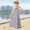 Nuevo vestido de algodón y seda para mujer, estilo francés de verano, vestido largo de alta gama para vacaciones en la playa junto al mar, elegante vestido sin mangas tipo top