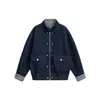 Yidao Roupas Vintage 2026 Outono Novo Jaqueta Vintage Patchwork Xadrez Gola Alta Masculina Curta Solta Jaqueta Jeans