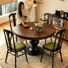 Columna romana americana mesa de comedor redonda francesa estilo vintage mesa de comedor de madera maciza para el hogar apartamento pequeño mesa de comedor redonda estilo retro