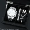 Transfronterizo temu artículo más vendido traje de reloj de 4 piezas moda masculina reloj de cuarzo con manecillas