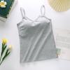 Camisola de algodón puro con espalda descubierta en forma de U para mujer, de una pieza, con almohadilla para el pecho, push up, ropa interior de soporte para el pecho, parte superior interior roja de red de verano