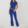 Di Yun Roupa Feminina Europeia e Americana Transfronteiriça Amazon 2026 Primavera/Verão Comércio Exterior Casual Cor Sólida Slim-Fit Manga Curta Conjunto de Calça Longa