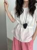 Camisa de Verano Nueva sin Mangas Chaleco Cintura Pequeña Cuello Redondo Lino Tencel Luxi para Mujer Manga Corta 9734