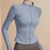 Roupas de Yoga Roupa Esportiva Feminina Slim Fit Justa Manga Longa Cardigan Alta Elasticidade Respirável Ciclismo ao Ar Livre Levantamento de Peso Corrida Fitness