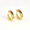 Brincos Coloridos Transfronteiriços com Zircônia Microcravejada Argola de Orelha Retrô Luxo Acessível Moda de Nicho Brincos Redondos de Cobre Brincos Atacado