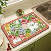 Mesa de fregadero de cocina, tazón de encimera, escurridor de platos, tapete de control de agua para tazón y plato, cuero absorbente, secado rápido, tapete para mesa de lavabo de baño