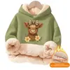Moletom com Capuz de Algodão Composto e Lã de Cordeiro com Forro de Fleece, Tamanho Grande, Corte Amplo, Casual, Sem Bolsos e Manga Longa para Outono e Inverno