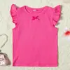 Camiseta Nueva Estilo Transfronterizo 2026 para Niñas de 2 a 6 Años con Lazo y Bordes Fruncidos, Top y Camiseta Básica de Manga Corta de Color Sólido para Niños