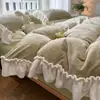 Estilo Francês Classe A Espessado Esculpido Leite Lã Conjunto de Quatro Peças Outono/Inverno Coral Lã Borboleta Capa de Edredom Lençol de Cama Conjunto de Três Peças Roupa de Cama 3