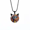 Colar de Pedra Preciosa Face de Gato Preto Time para Celular Acessórios Versáteis Femininos Pingente de Orelha de Gato Fofo Corrente de Suéter Retrô Joias Venda por Atacado