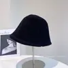 Gorro de Lana de Punto de Color Sólido con Borde Enrollado Estilo Japonés para Mujer, Versátil Sombrero de Pescador Cubo Artístico de Invierno, Cálido y Acogedor, Tendencia