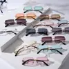 Nuevas Gafas de Sol sin Marco Cuadradas con Lentes de Colores, Gafas de Sol Metálicas Transfronterizas Europeas y Americanas, Gafas de Estilo Urbano de Moda