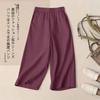 Calças Cropped de Linho Puro de Pernas Largas Femininas Soltas Verão Finas Pequenas Vintage Algodão Linho Calças de Perna Reta Cintura Alta Calças Casuais