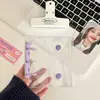 Capa de Caderno Transparente A8 com Fivela Dupla Armazenamento de Cartões Pequenos Álbum Diário de Caderno Estilo Fichário de 3 Furos Coleção de Fãs