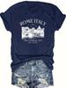 Camiseta Plus Size Feminina Europeia e Americana de Manga Curta Feminina Roma Itália Letra Estampada Tops Femininos Transfronteiriços de Manga Curta Tops Femininos