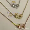 Collar de Hebilla de Herradura de Oro de 18 Quilates de Lujo Ligero para Mujer, Tamaño Mediano y Pequeño, Estilo Totalmente Diamantado, Cadena para Clavícula con Hebilla Náutica para Mujer