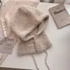 Invierno Nuevo Estilo Coreano Versátil Color Sólido Sombrero Cortavientos para Mujer Cálido Protección para los Oídos Bufanda con Capucha para el Cuello Gorro de Lana Tejido Venta al por Mayor