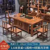 Juego de Mesa de Té y Sillas de Madera Maciza, Mesa de Té Estilo Chino Nuevo, Mesa de Té para Oficina, Juego de Té para el Hogar, Mesa Integrada para Preparar Té Estilo Zen