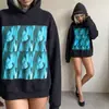 Y2k escuro gótico americano retrô punk moderno estampado solto moda versátil casual moletom ins