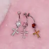 Piercing de Umbigo Argola Três Cores com Zircônia Incrustada de Cobre, Joia de Piercing de Umbigo Galvanizada em Ouro Real 18K