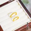 Anel Puzuo Gold Shop Estilo Igual Ouro 24K Céu Estrelado Onda Coração de Corvo Anel Simples e Moderno para Dedo Indicador para Mulheres