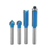 Fresa para carpintería Vástago de 6 mm Fresadora de fondo redondo Cabezal de fresadora para recorte de bordes Fresadora en V Fresadora recta Fresadora ranuradora para carpintería Fresadora de doble filo Juego de cuatro piezas