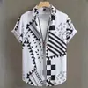 Camisa de Manga Corta para Hombre Estación Independiente Transfronteriza Elástica en Cuatro Direcciones Camisa Estampada en 3D Fábrica de Origen 2024