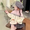 Jaqueta Infantil Color Block com Laço 2026 Primavera e Outono Nova Tendência Estilo Coreano Roupa Infantil Atacado